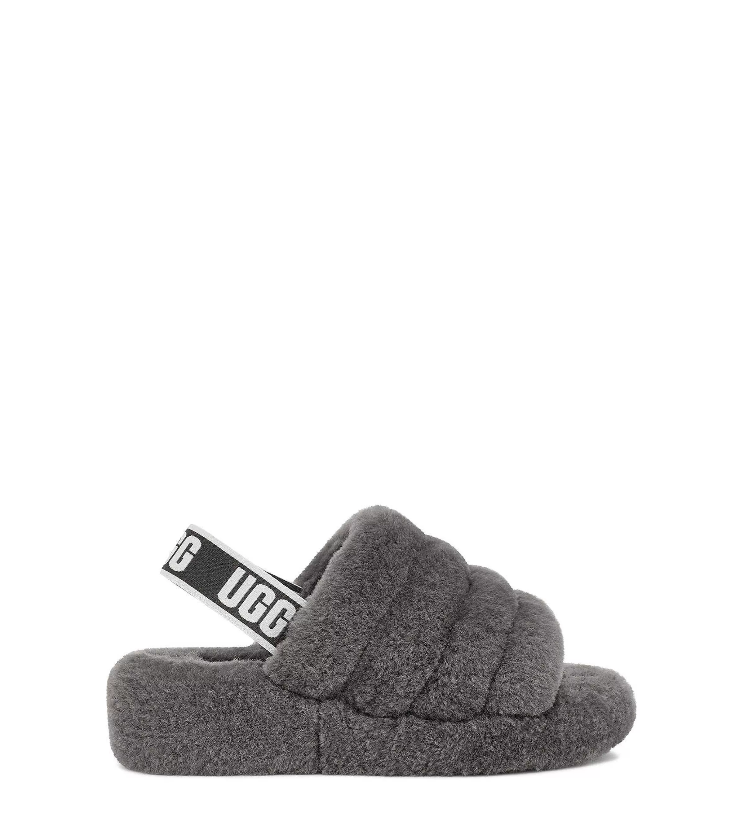 Pantoufles-UGG Fluff ouais Slide, charbon