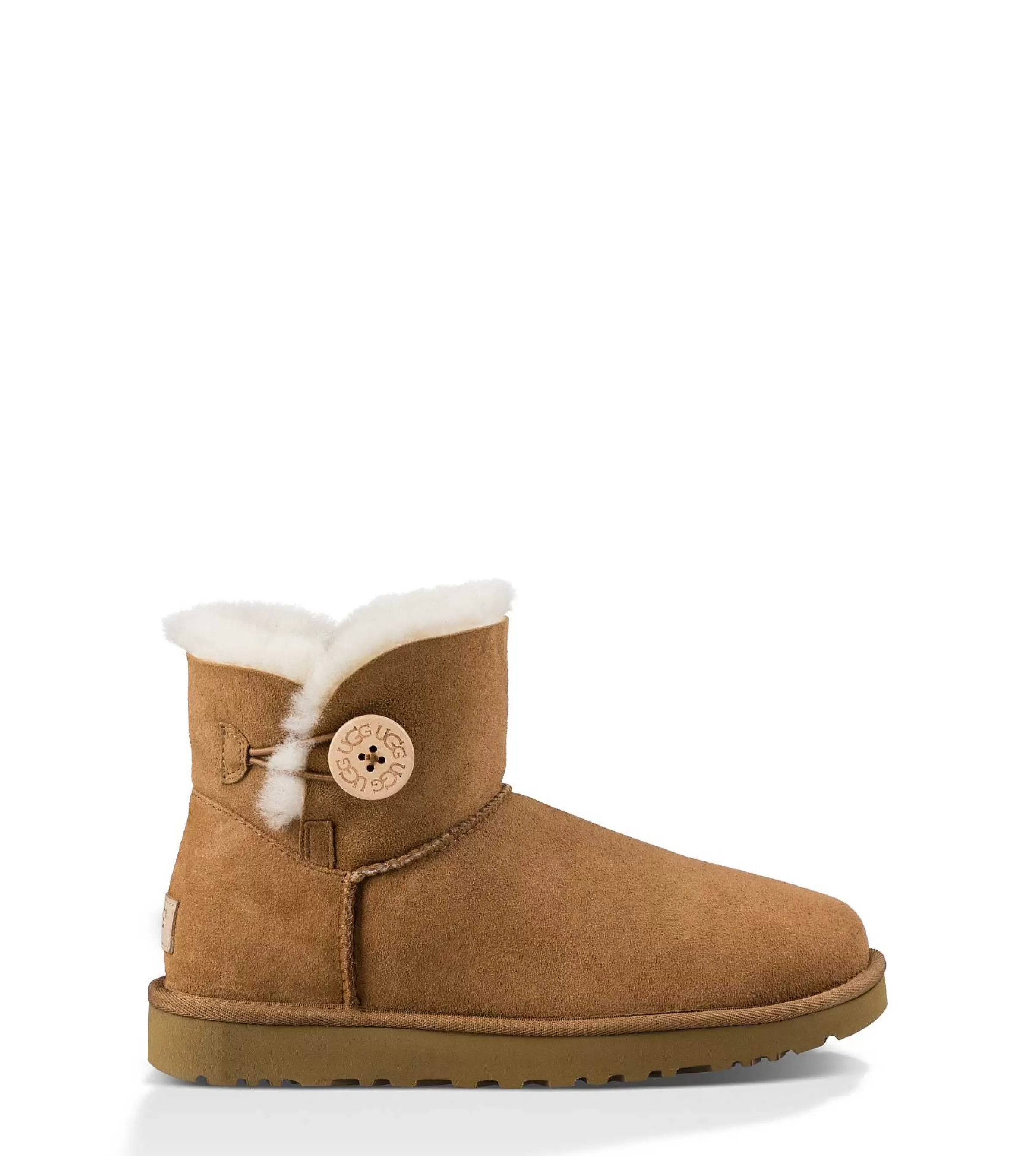 Bottes Classiques-UGG Mini Bailey Button II, châtaigne